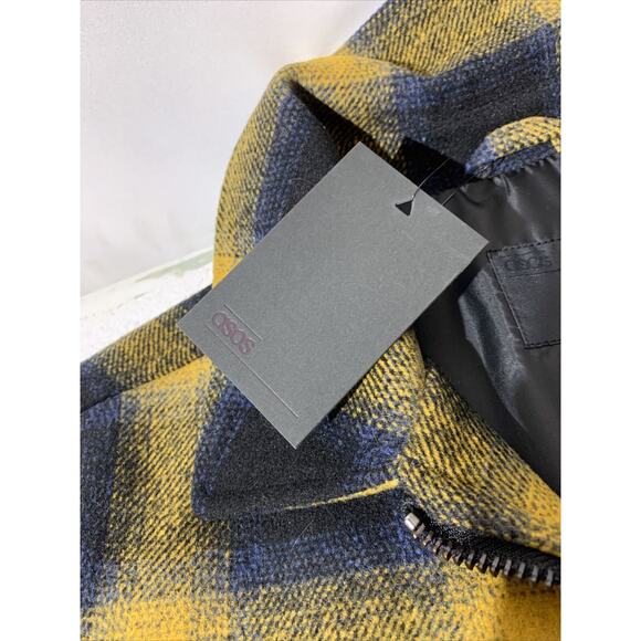ASOS DESIGN Plus wool mix zip through jacket in yellow and blue check NEW XS - Picture 5 of 9